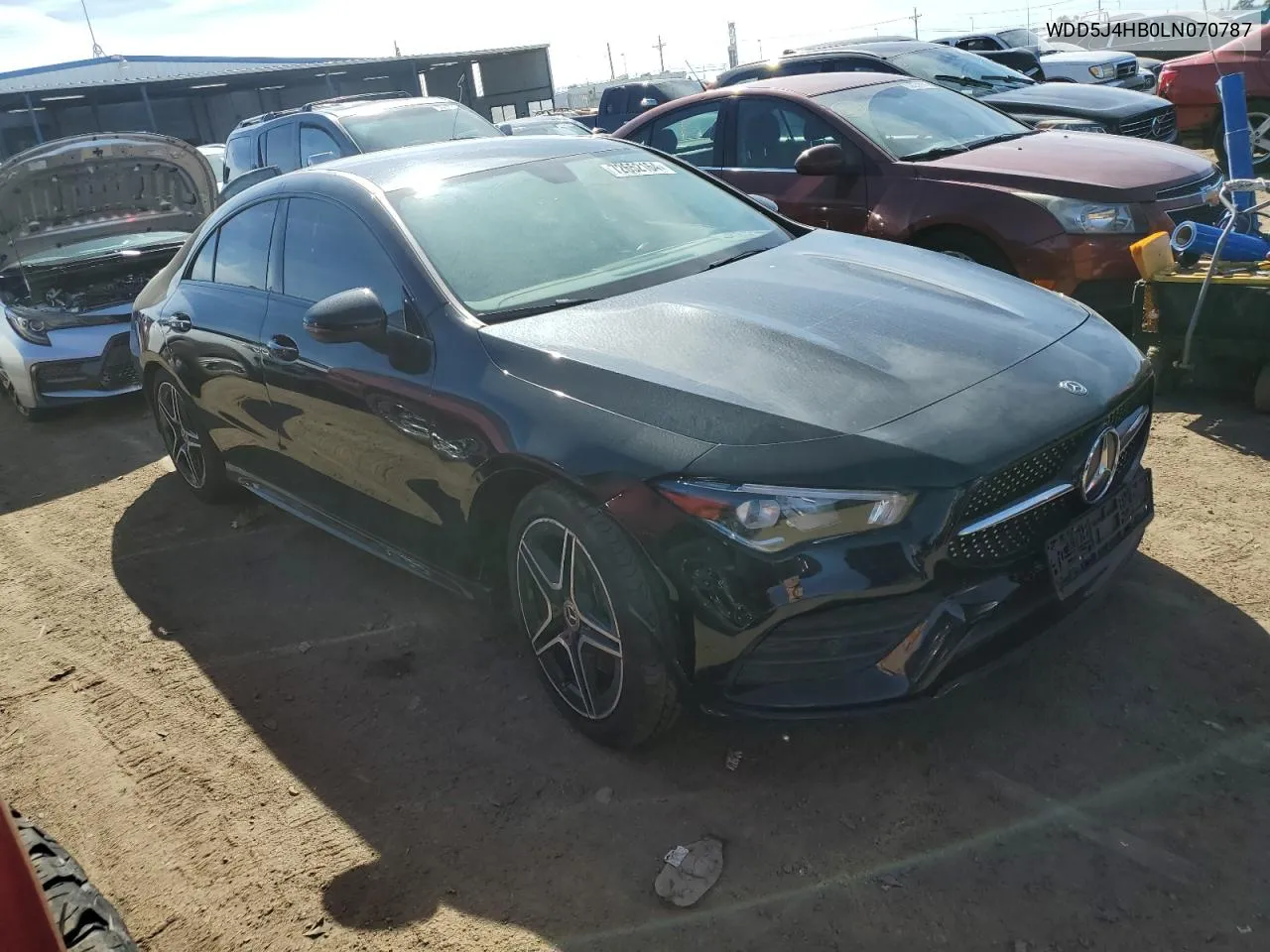 2020 Mercedes-Benz Cla 250 4Matic VIN: WDD5J4HB0LN070787 Lot: 72652164