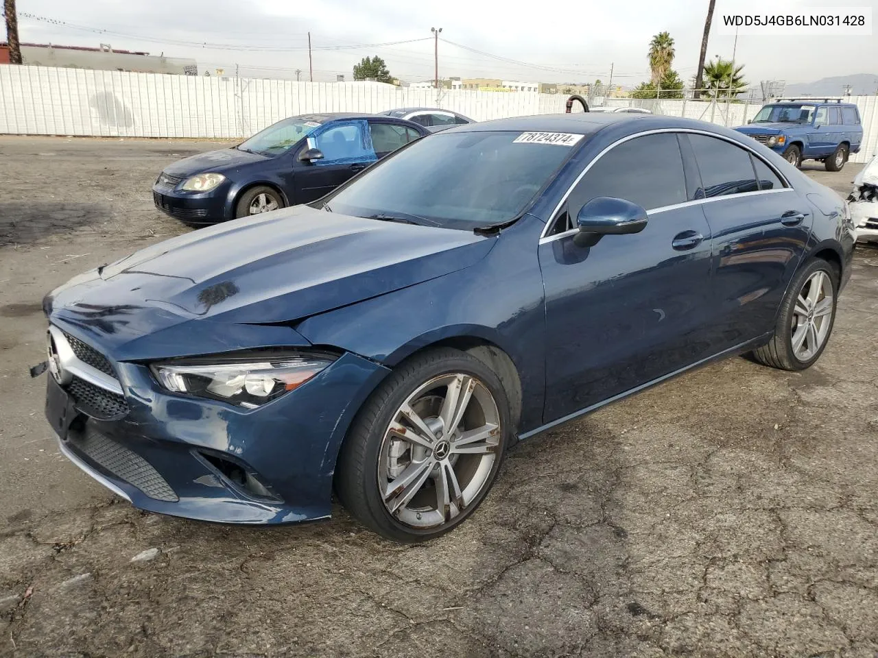 2020 Mercedes-Benz Cla 250 VIN: WDD5J4GB6LN031428 Lot: 78724374