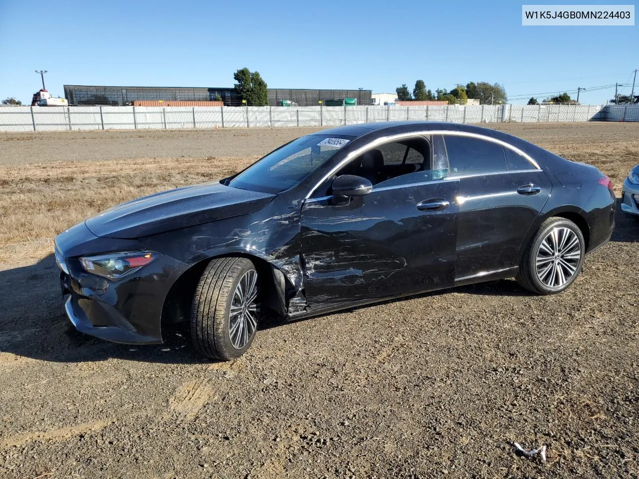 2021 Mercedes-Benz Cla 250 VIN: W1K5J4GB0MN224403 Lot: 78409564