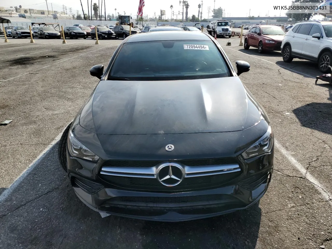 2022 Mercedes-Benz Cla Amg 35 4Matic VIN: W1K5J5BB8NN303431 Lot: 72094494