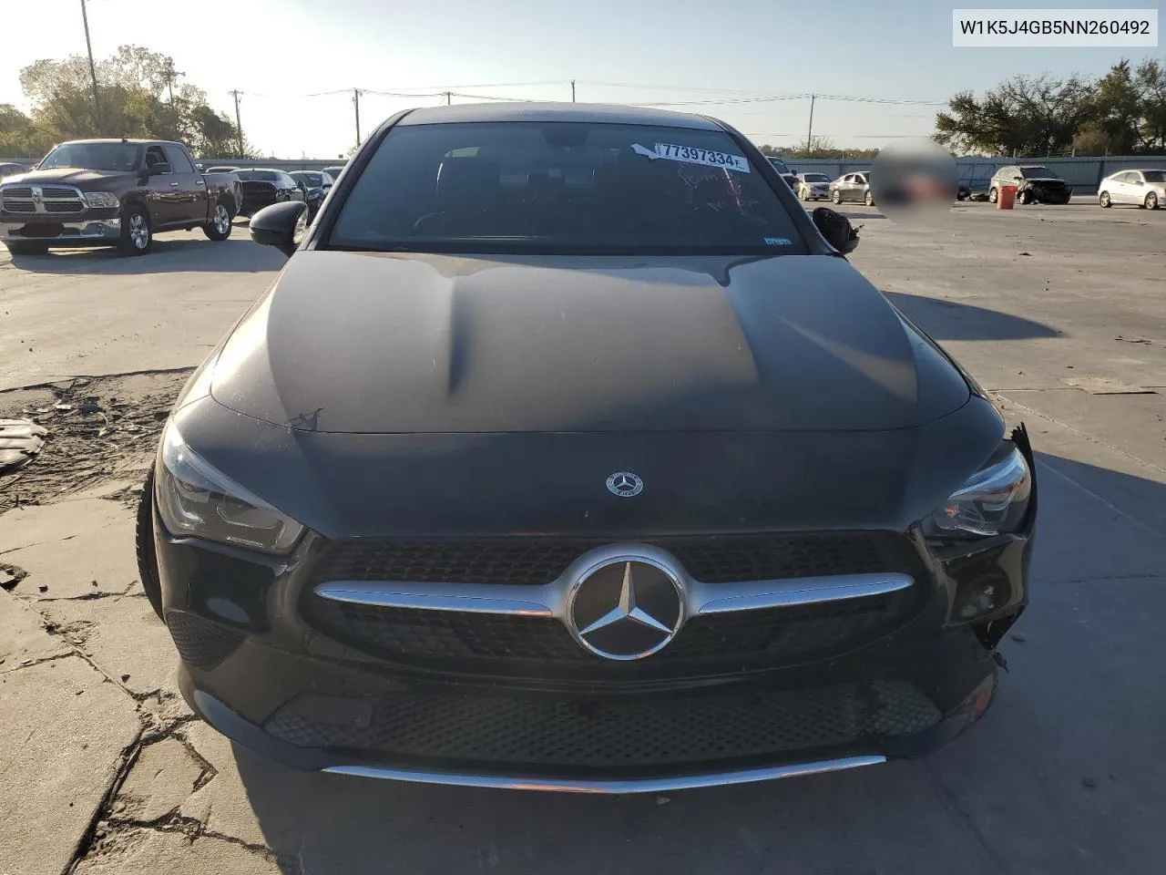 2022 Mercedes-Benz Cla 250 VIN: W1K5J4GB5NN260492 Lot: 77397334