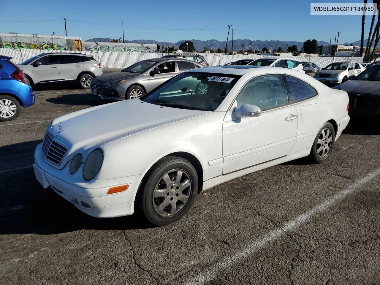 2001 Mercedes-Benz Clk 320 VIN: WDBLJ65G31F184950 Lot: 80781964