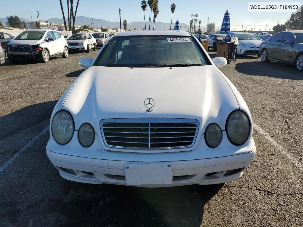 2001 Mercedes-Benz Clk 320 VIN: WDBLJ65G31F184950 Lot: 80781964