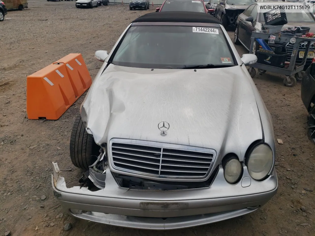 2002 Mercedes-Benz Clk 55 Amg VIN: WDBLK74G12T115679 Lot: 71442244