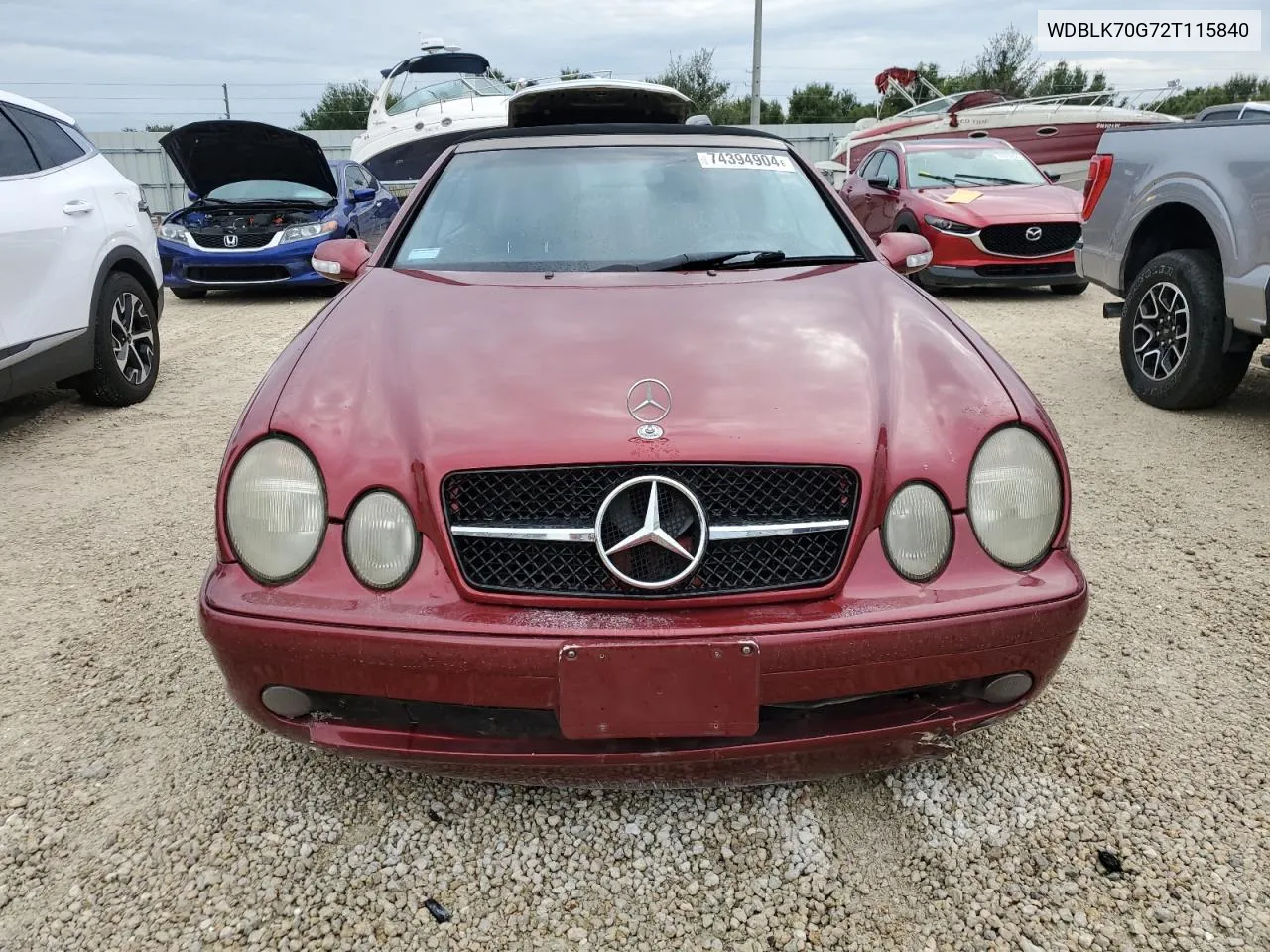 2002 Mercedes-Benz Clk 430 VIN: WDBLK70G72T115840 Lot: 74394904