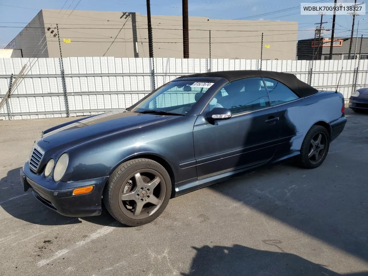 2003 Mercedes-Benz Clk 430 VIN: WDBLK70G93T138327 Lot: 81527674