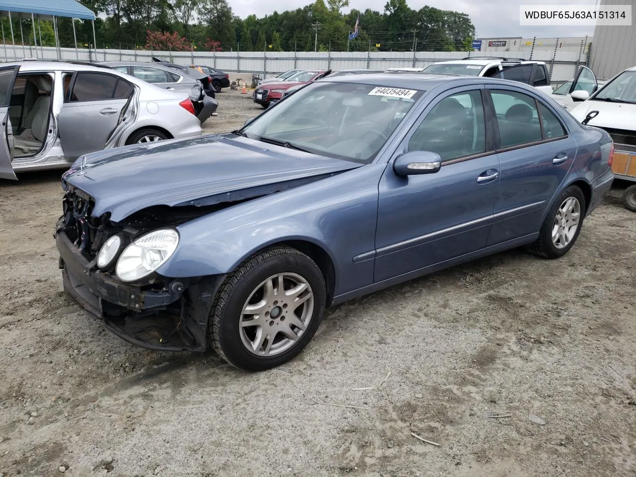 2003 Mercedes-Benz E 320 VIN: WDBUF65J63A151314 Lot: 64035494