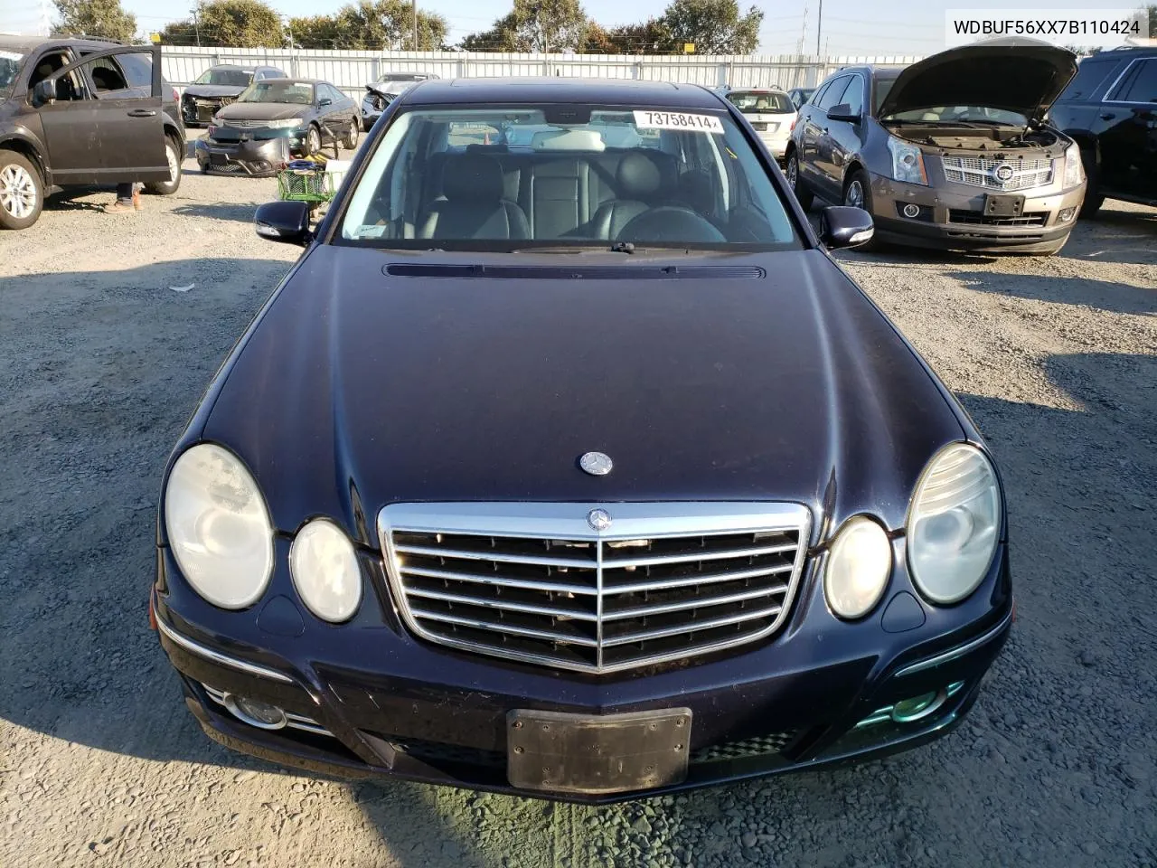 2007 Mercedes-Benz E 350 VIN: WDBUF56XX7B110424 Lot: 73758414