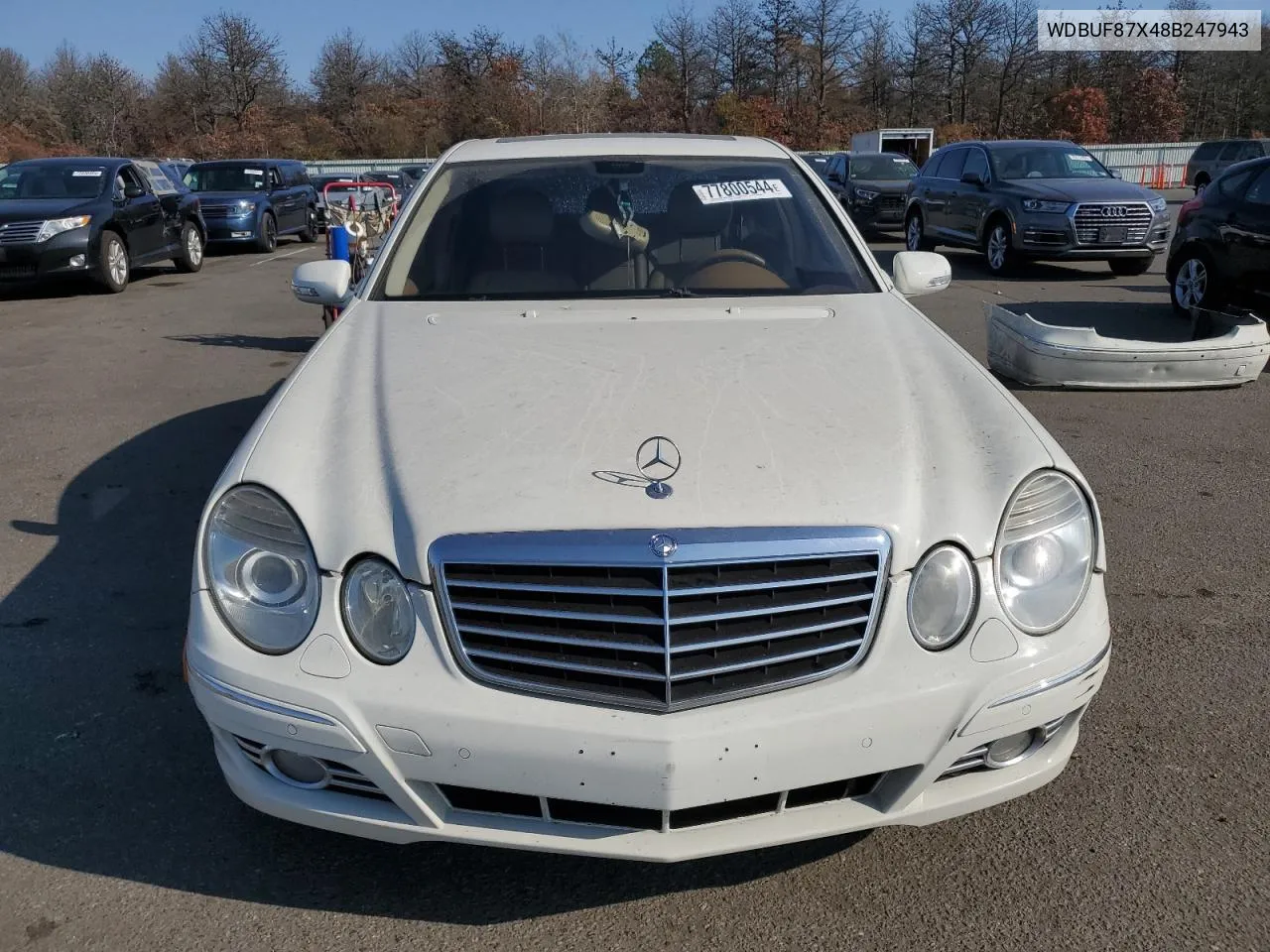 2008 Mercedes-Benz E 350 4Matic VIN: WDBUF87X48B247943 Lot: 77800544