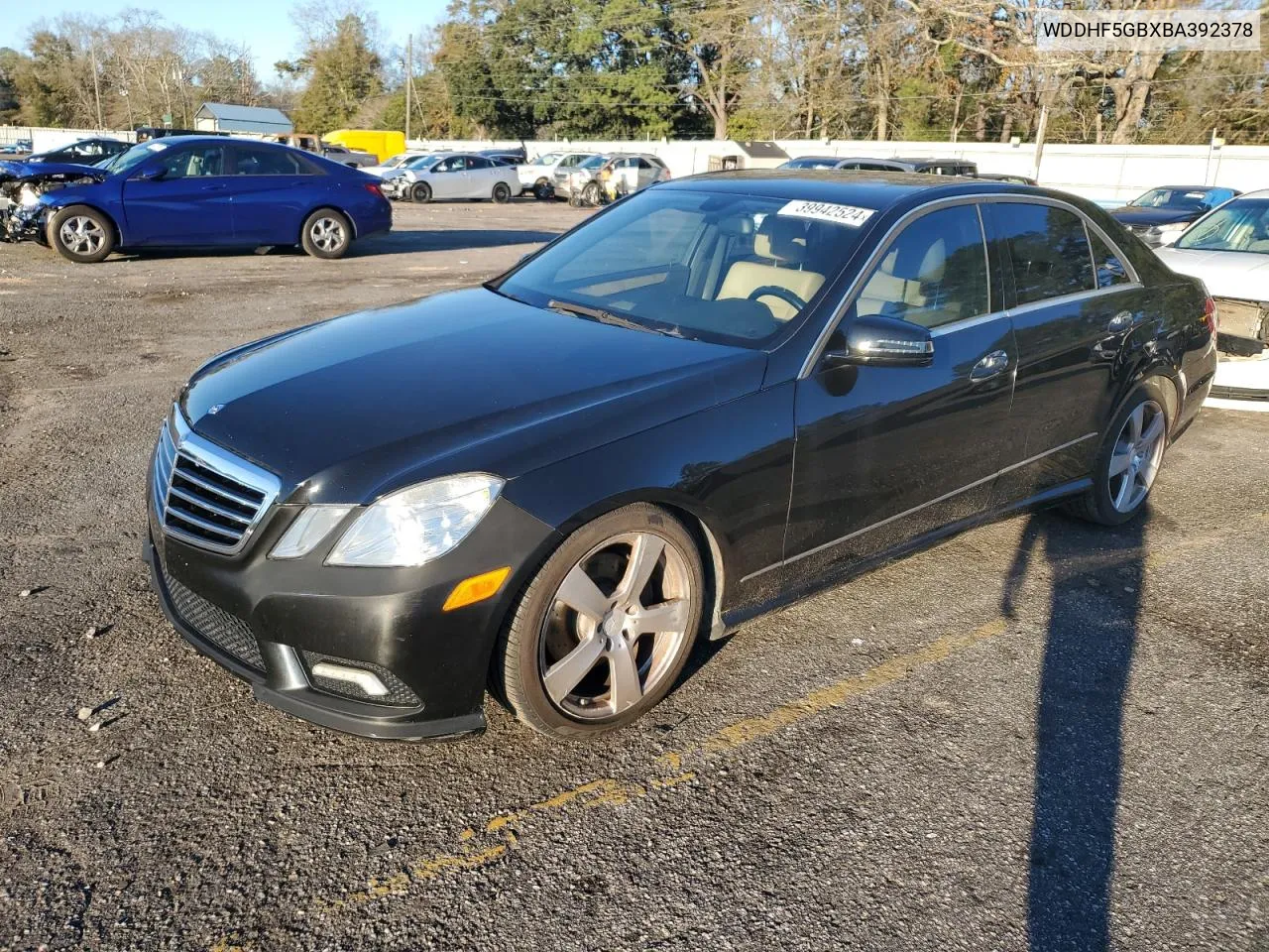 2011 Mercedes-Benz E 350 VIN: WDDHF5GBXBA392378 Lot: 39942524