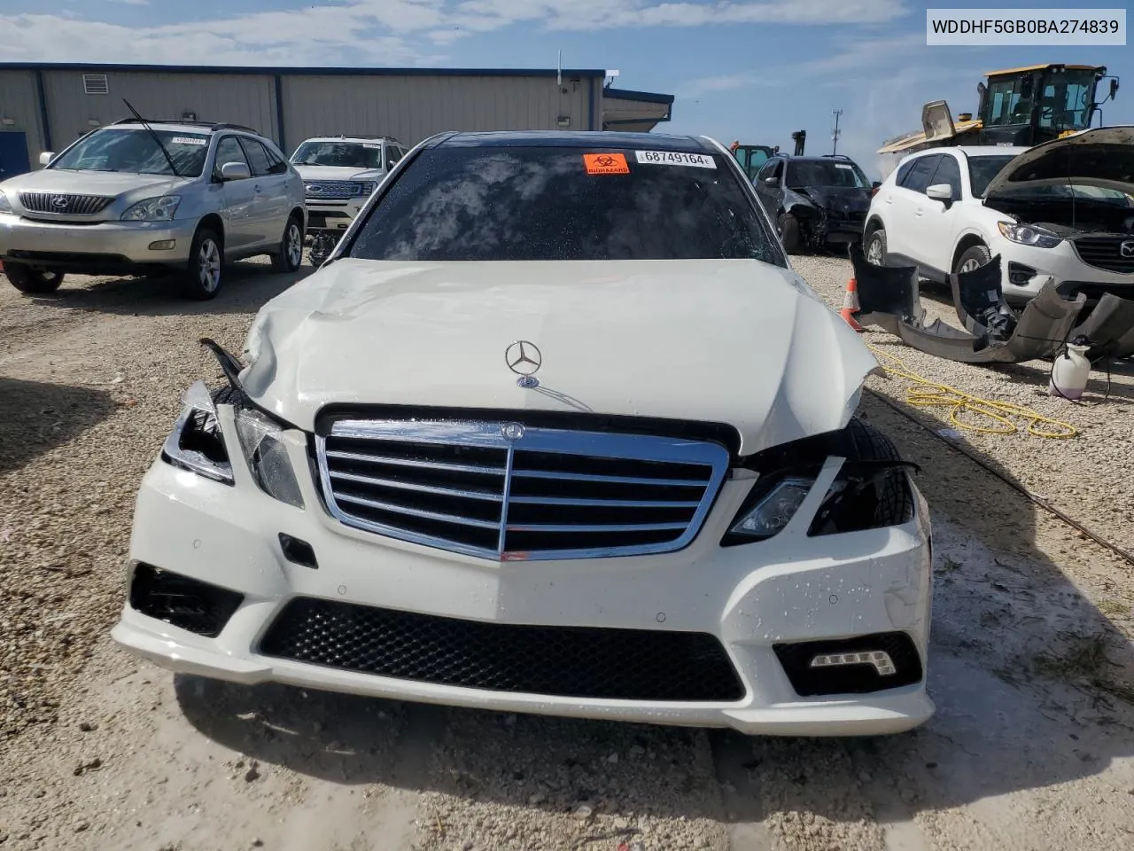 2011 Mercedes-Benz E 350 VIN: WDDHF5GB0BA274839 Lot: 68749164