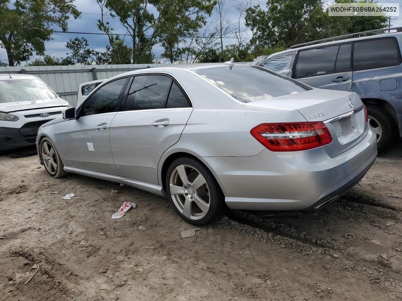 2011 Mercedes-Benz E 350 VIN: WDDHF5GB6BA264252 Lot: 74094814