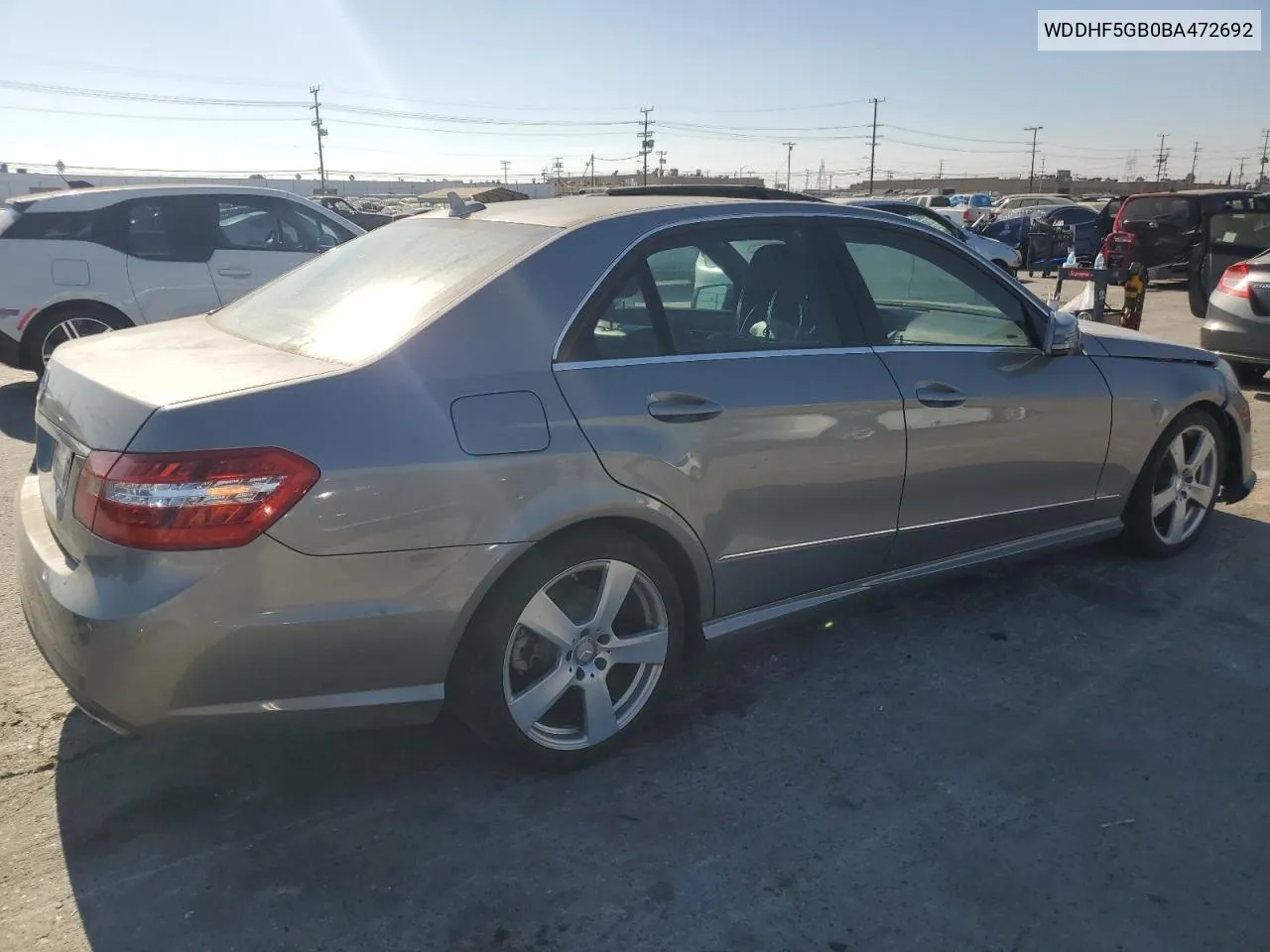 2011 Mercedes-Benz E 350 VIN: WDDHF5GB0BA472692 Lot: 75429874