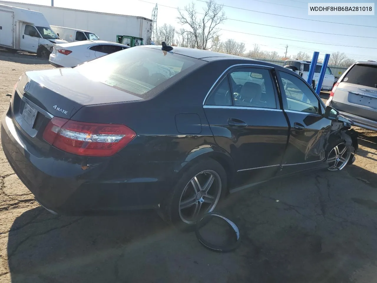 2011 Mercedes-Benz E 350 4Matic VIN: WDDHF8HB6BA281018 Lot: 79993834