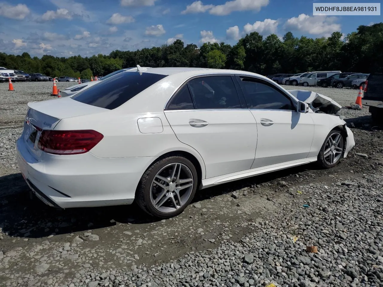 2014 Mercedes-Benz E 350 4Matic VIN: WDDHF8JB8EA981931 Lot: 63806374