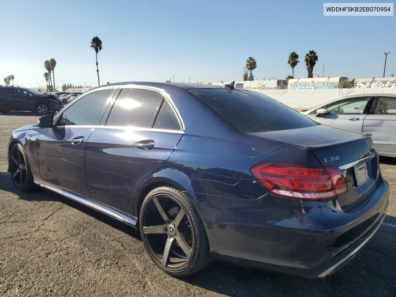 2014 Mercedes-Benz E 350 VIN: WDDHF5KB2EB070954 Lot: 73042054