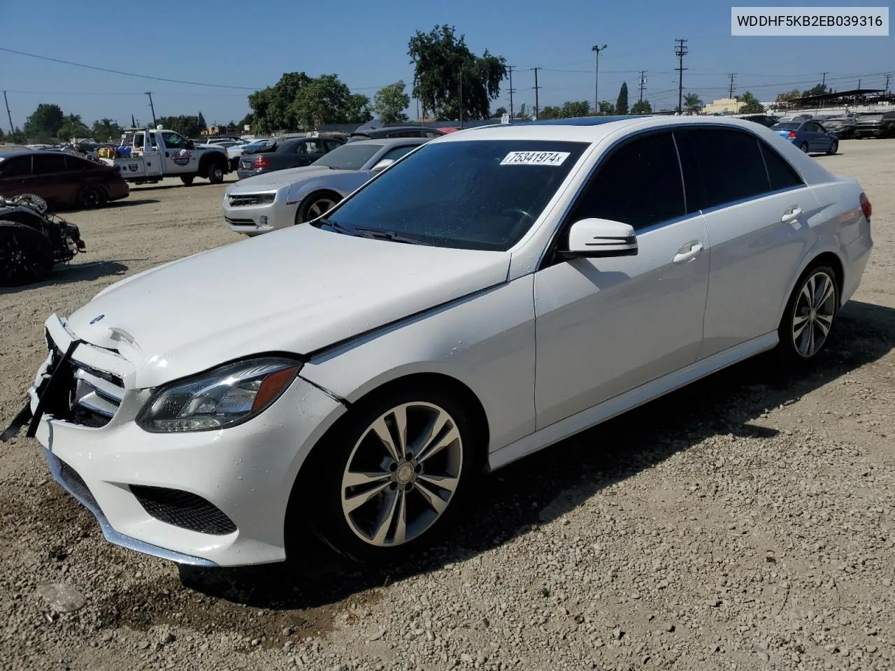 2014 Mercedes-Benz E 350 VIN: WDDHF5KB2EB039316 Lot: 75341974