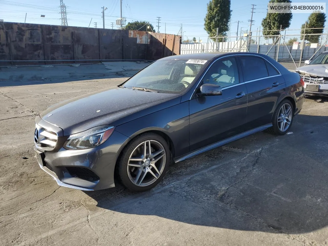 2014 Mercedes-Benz E 350 VIN: WDDHF5KB4EB000016 Lot: 77703674