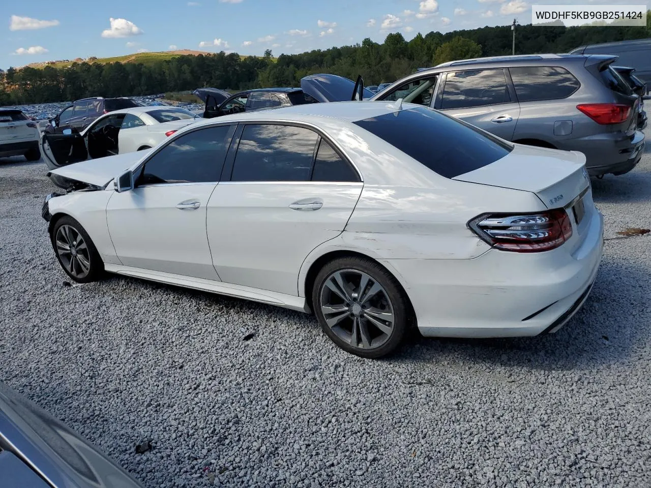 2016 Mercedes-Benz E 350 VIN: WDDHF5KB9GB251424 Lot: 73985314