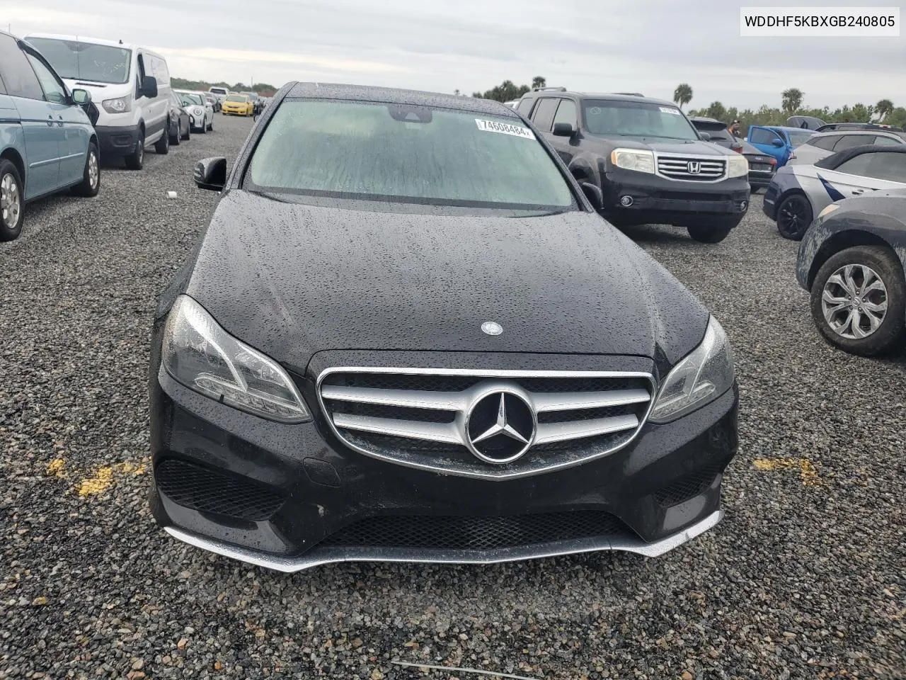 2016 Mercedes-Benz E 350 VIN: WDDHF5KBXGB240805 Lot: 74608484