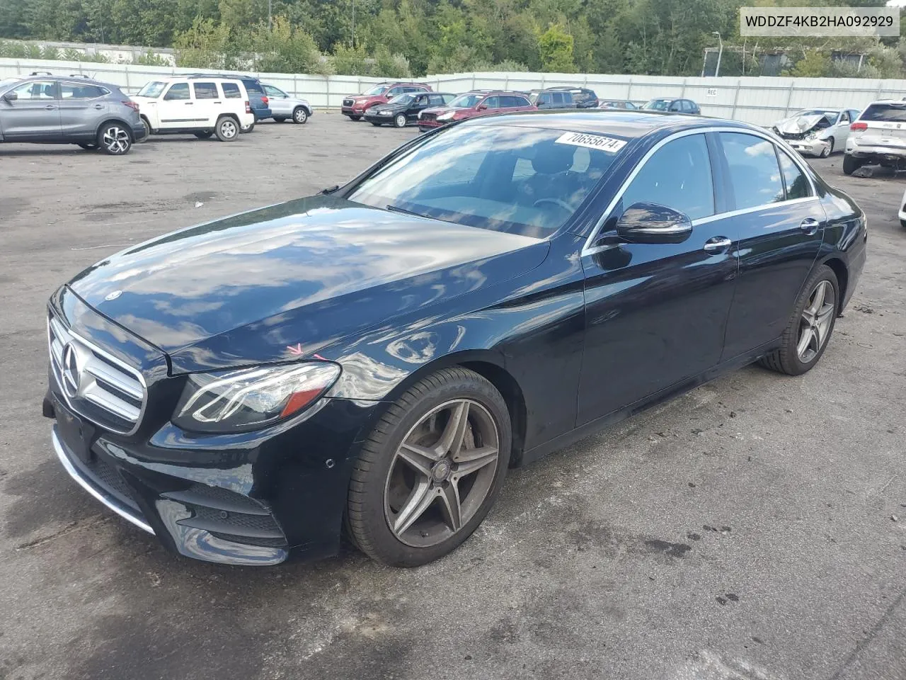 2017 Mercedes-Benz E 300 4Matic VIN: WDDZF4KB2HA092929 Lot: 70655674