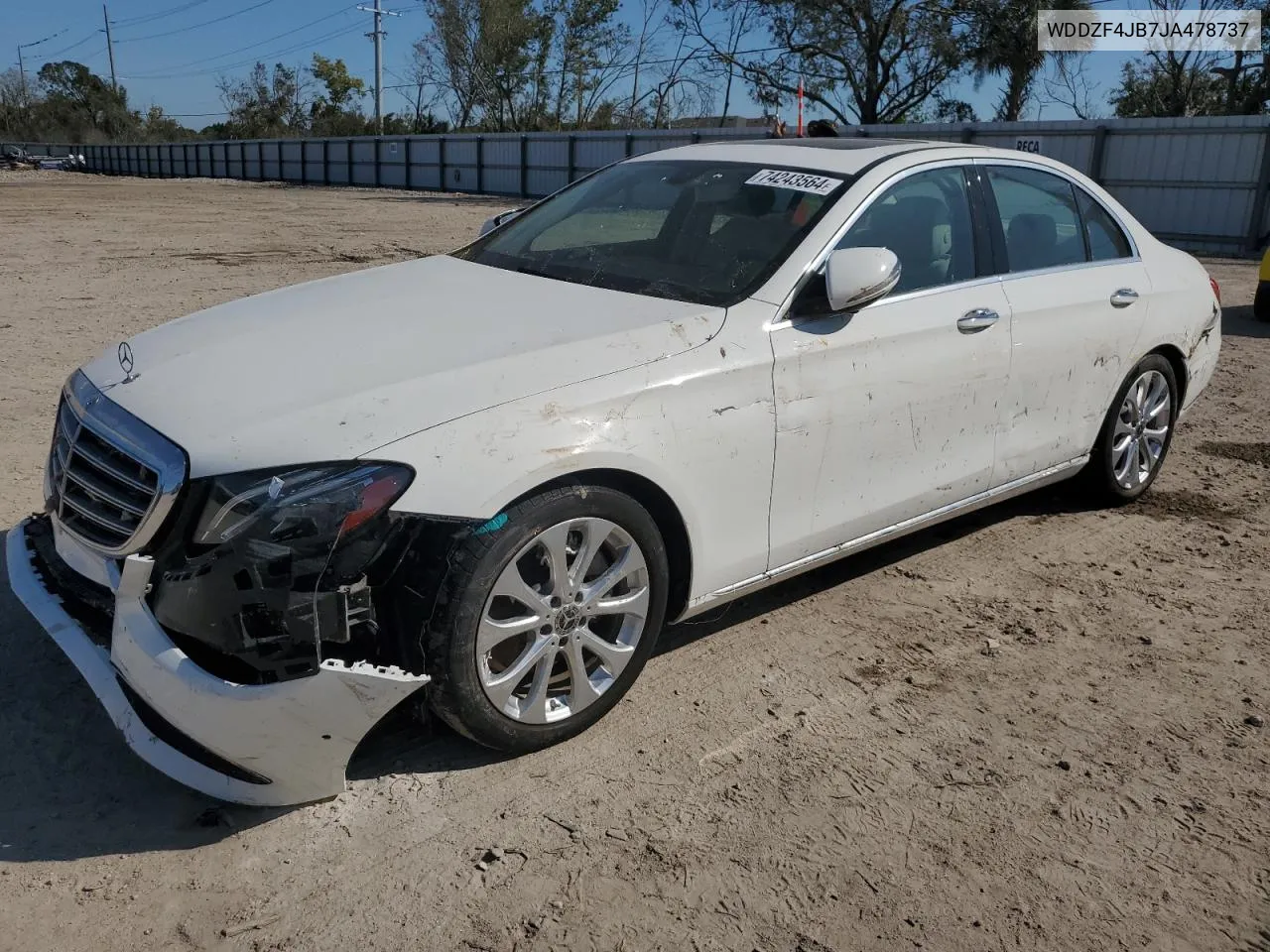 2018 Mercedes-Benz E 300 VIN: WDDZF4JB7JA478737 Lot: 74243564