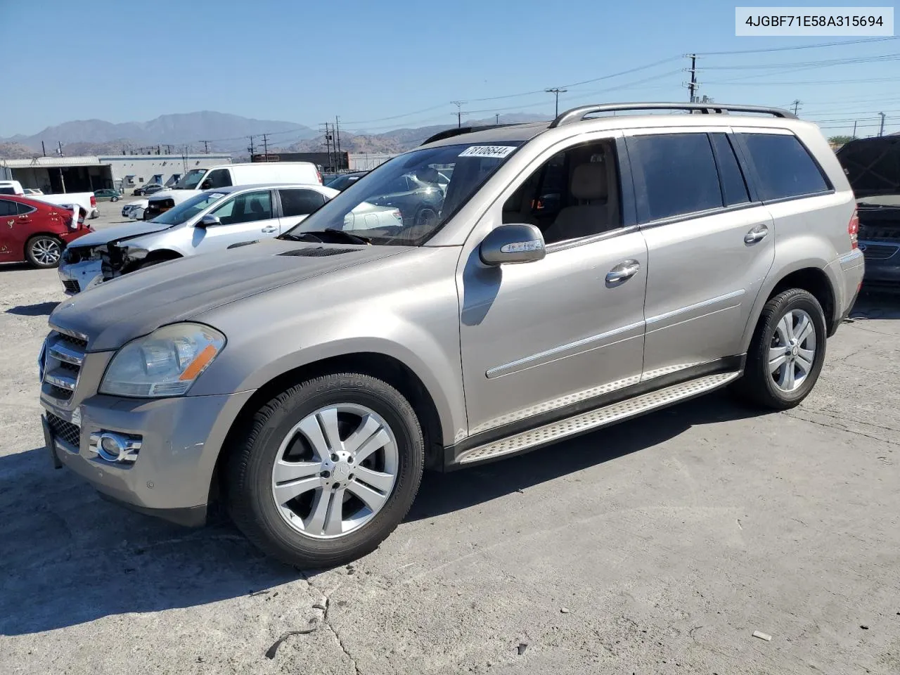 2008 Mercedes-Benz Gl 450 4Matic VIN: 4JGBF71E58A315694 Lot: 78106644