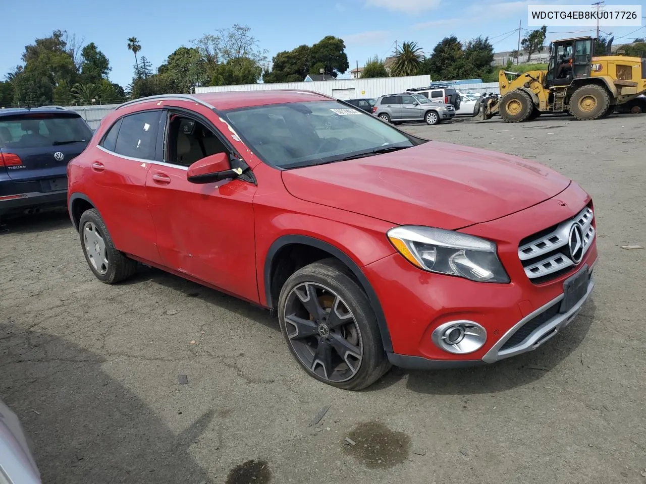 2019 Mercedes-Benz Gla 250 VIN: WDCTG4EB8KU017726 Lot: 50729054