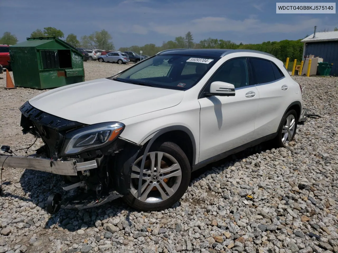 2019 Mercedes-Benz Gla 250 4Matic VIN: WDCTG4GB8KJ575140 Lot: 55093704