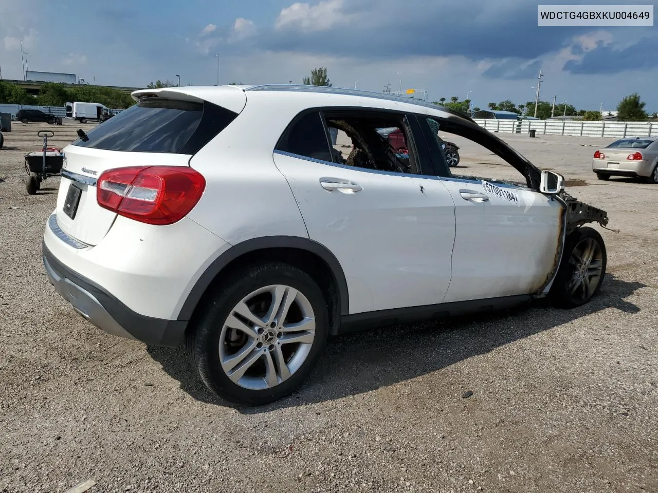 2019 Mercedes-Benz Gla 250 4Matic VIN: WDCTG4GBXKU004649 Lot: 57001184