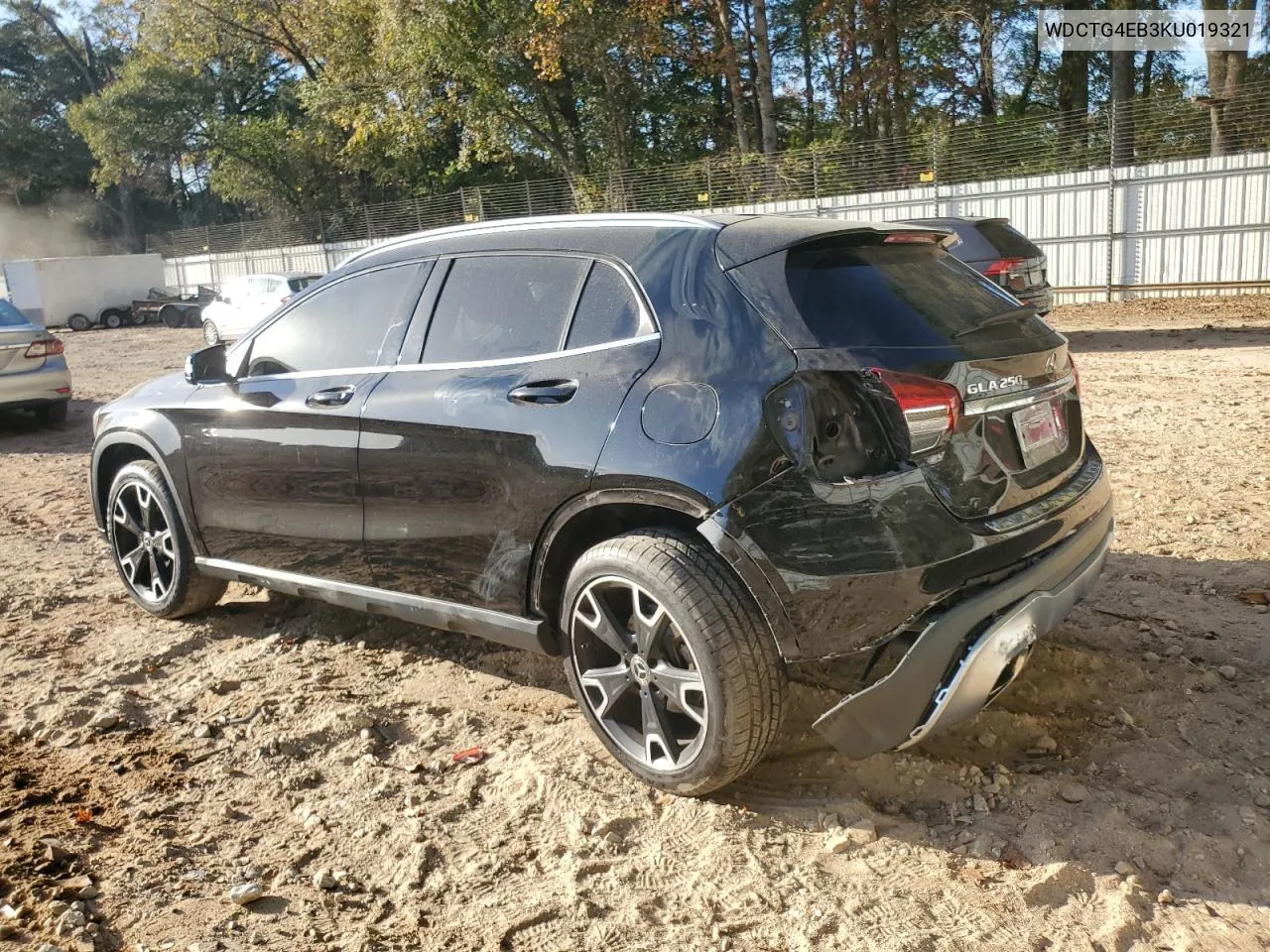 2019 Mercedes-Benz Gla 250 VIN: WDCTG4EB3KU019321 Lot: 78432964