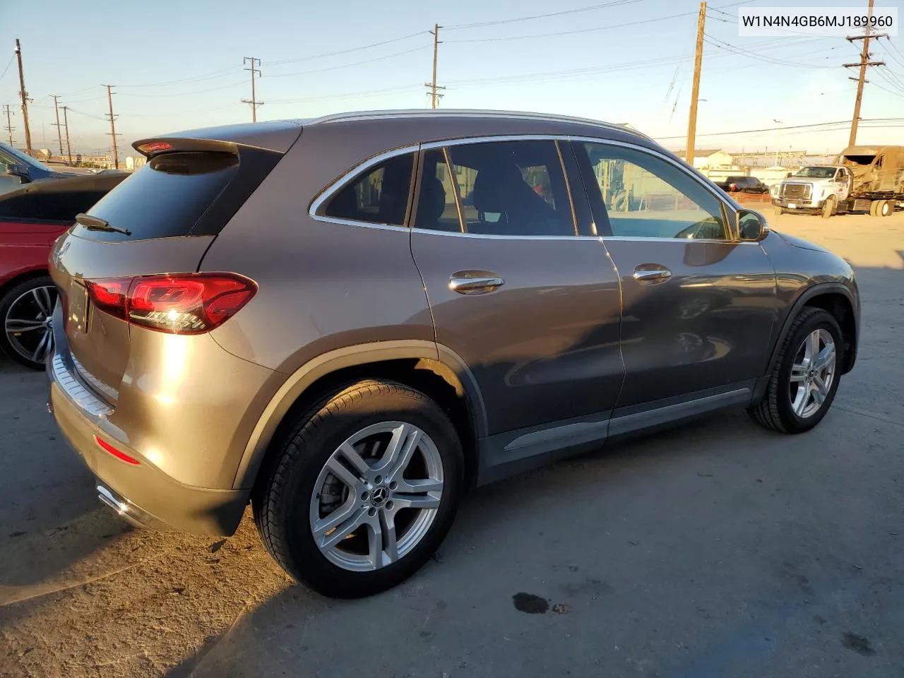 2021 Mercedes-Benz Gla 250 VIN: W1N4N4GB6MJ189960 Lot: 81085874