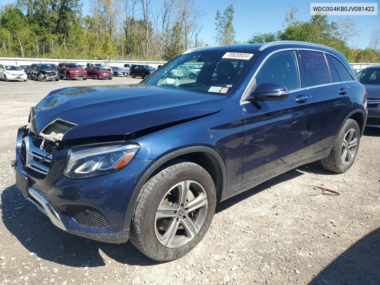 2018 Mercedes-Benz Glc 300 4Matic VIN: WDC0G4KB0JV081422 Lot: 70820934