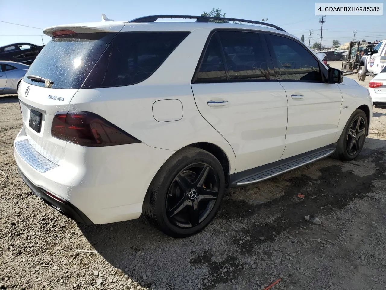 2017 Mercedes-Benz Gle 43 Amg VIN: 4JGDA6EBXHA985386 Lot: 74992274