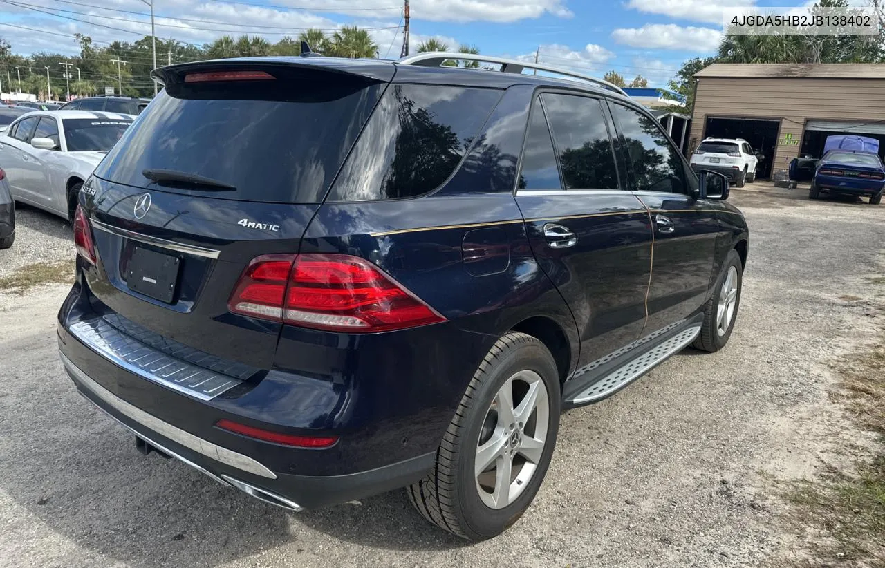 2018 Mercedes-Benz Gle 350 4Matic VIN: 4JGDA5HB2JB138402 Lot: 81739864