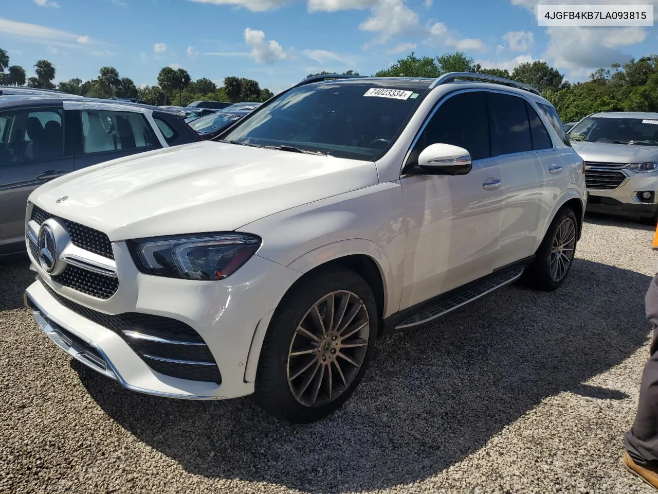 2020 Mercedes-Benz Gle 350 4Matic VIN: 4JGFB4KB7LA093815 Lot: 74023334