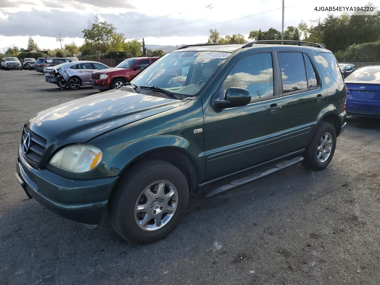 2000 Mercedes-Benz Ml 320 VIN: 4JGAB54E1YA194220 Lot: 78433324