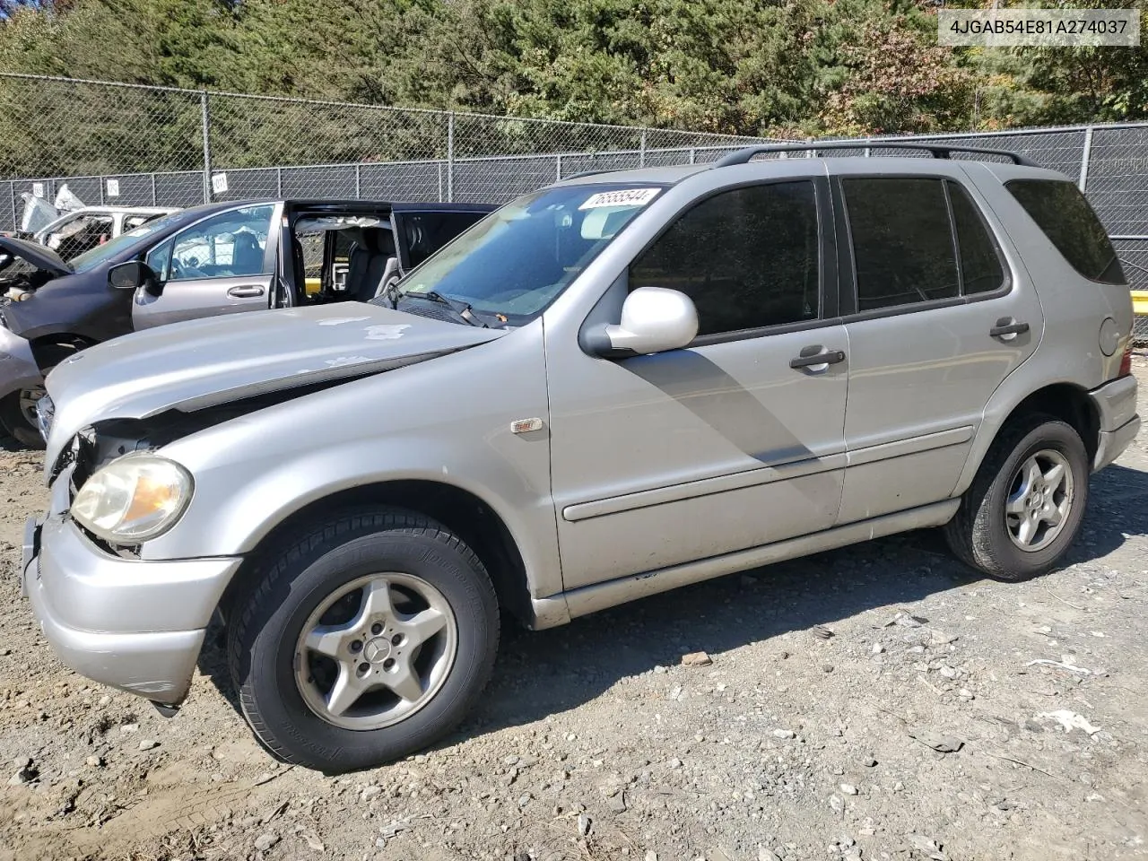 2001 Mercedes-Benz Ml 320 VIN: 4JGAB54E81A274037 Lot: 76555544