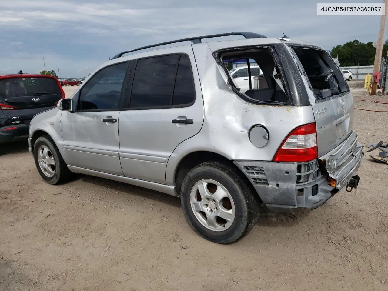 2002 Mercedes-Benz Ml 320 VIN: 4JGAB54E52A360097 Lot: 72983104