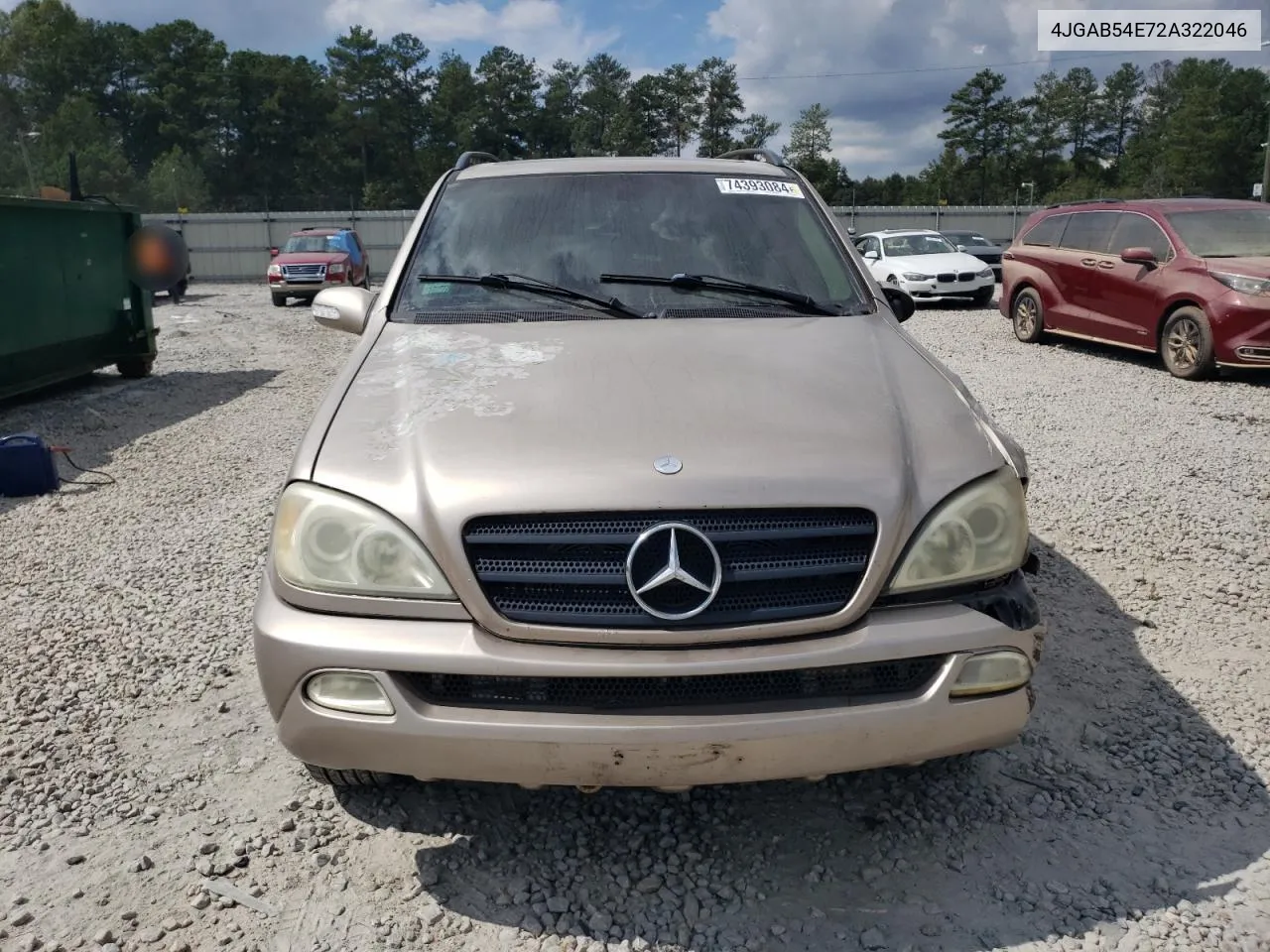 2002 Mercedes-Benz Ml 320 VIN: 4JGAB54E72A322046 Lot: 74393084