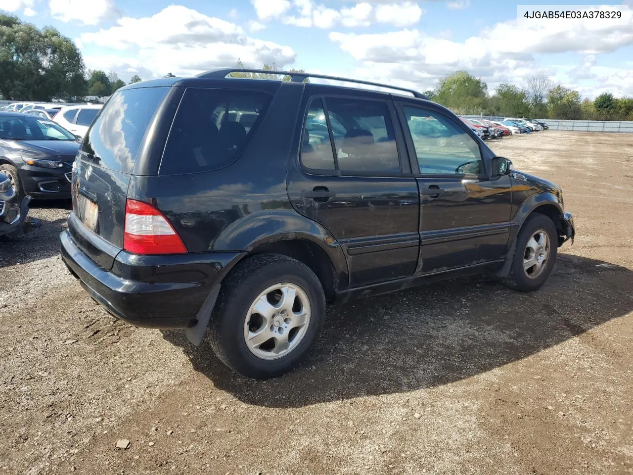 2003 Mercedes-Benz Ml 320 VIN: 4JGAB54E03A378329 Lot: 72962624