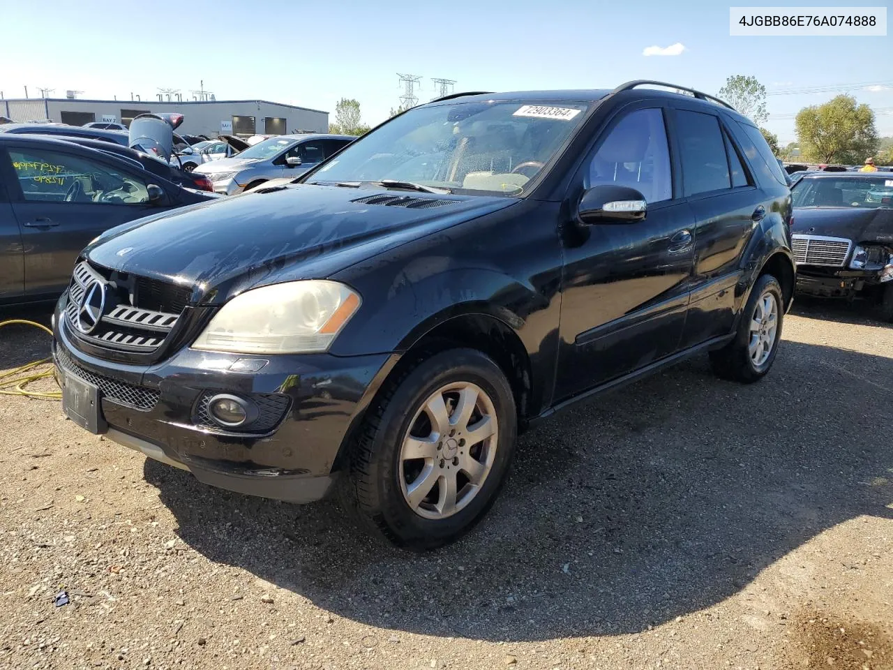 2006 Mercedes-Benz Ml 350 VIN: 4JGBB86E76A074888 Lot: 72903364