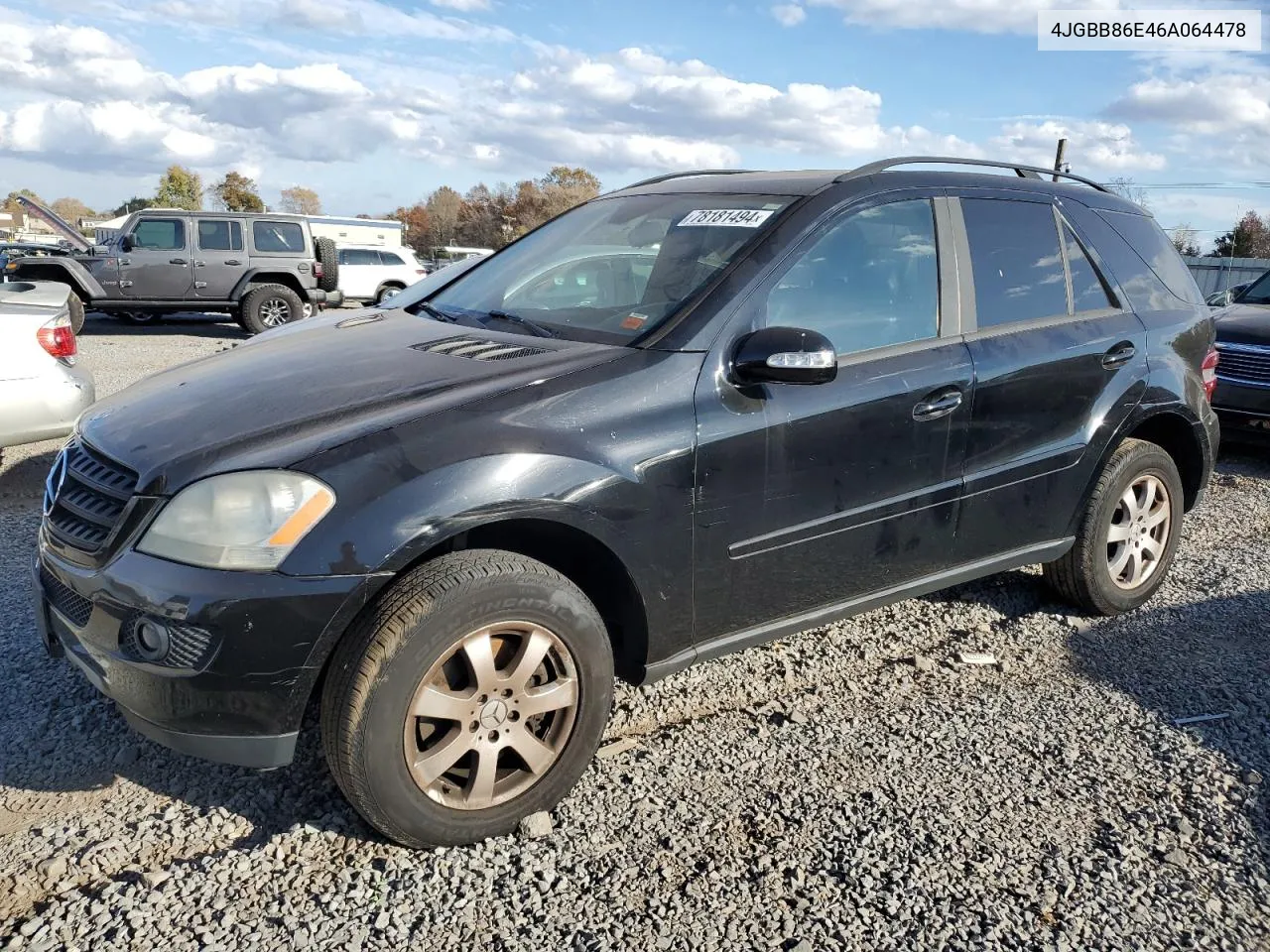 2006 Mercedes-Benz Ml 350 VIN: 4JGBB86E46A064478 Lot: 78181494