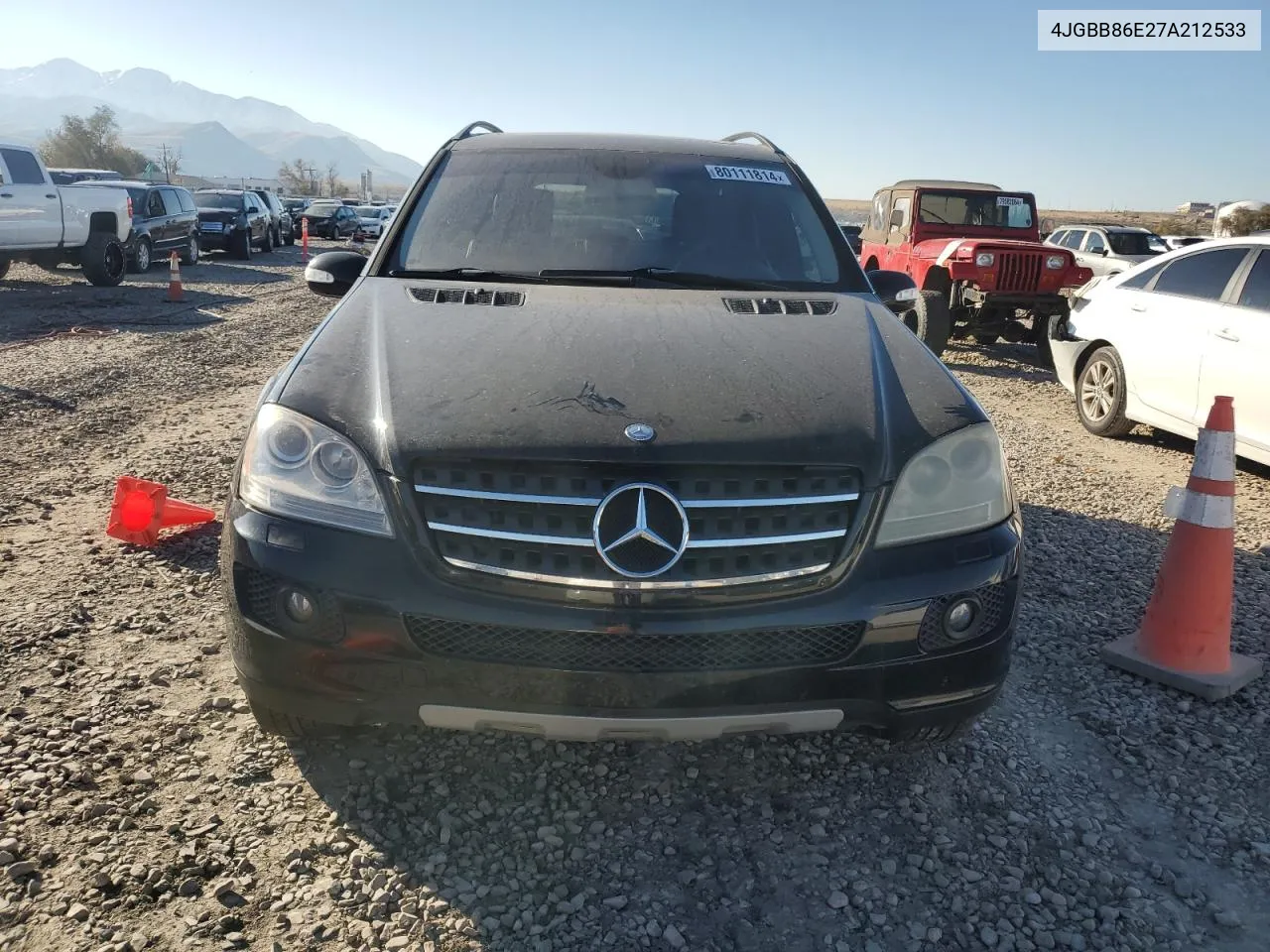 2007 Mercedes-Benz Ml 350 VIN: 4JGBB86E27A212533 Lot: 80111814