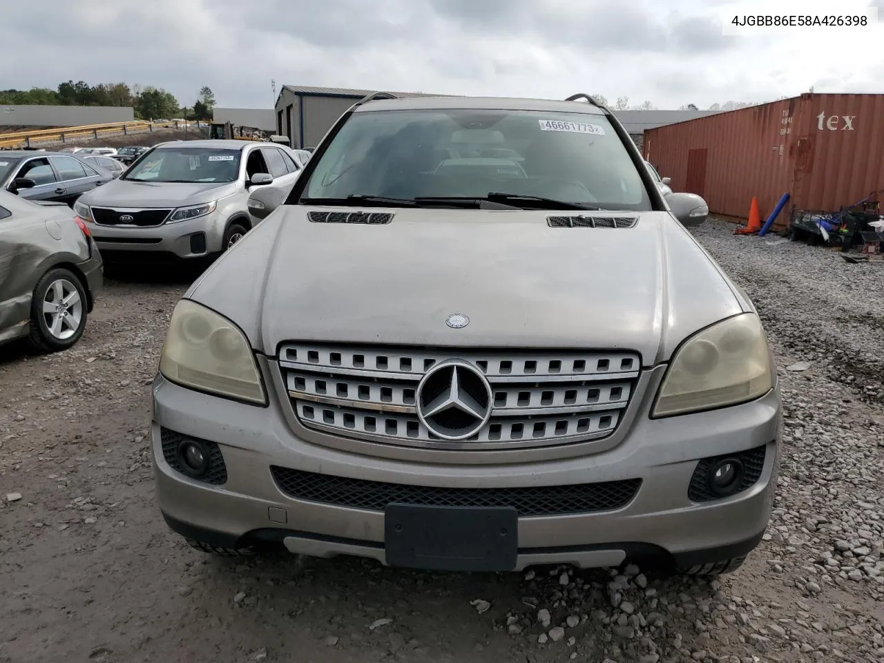 2008 Mercedes-Benz Ml 350 VIN: 4JGBB86E58A426398 Lot: 64967534