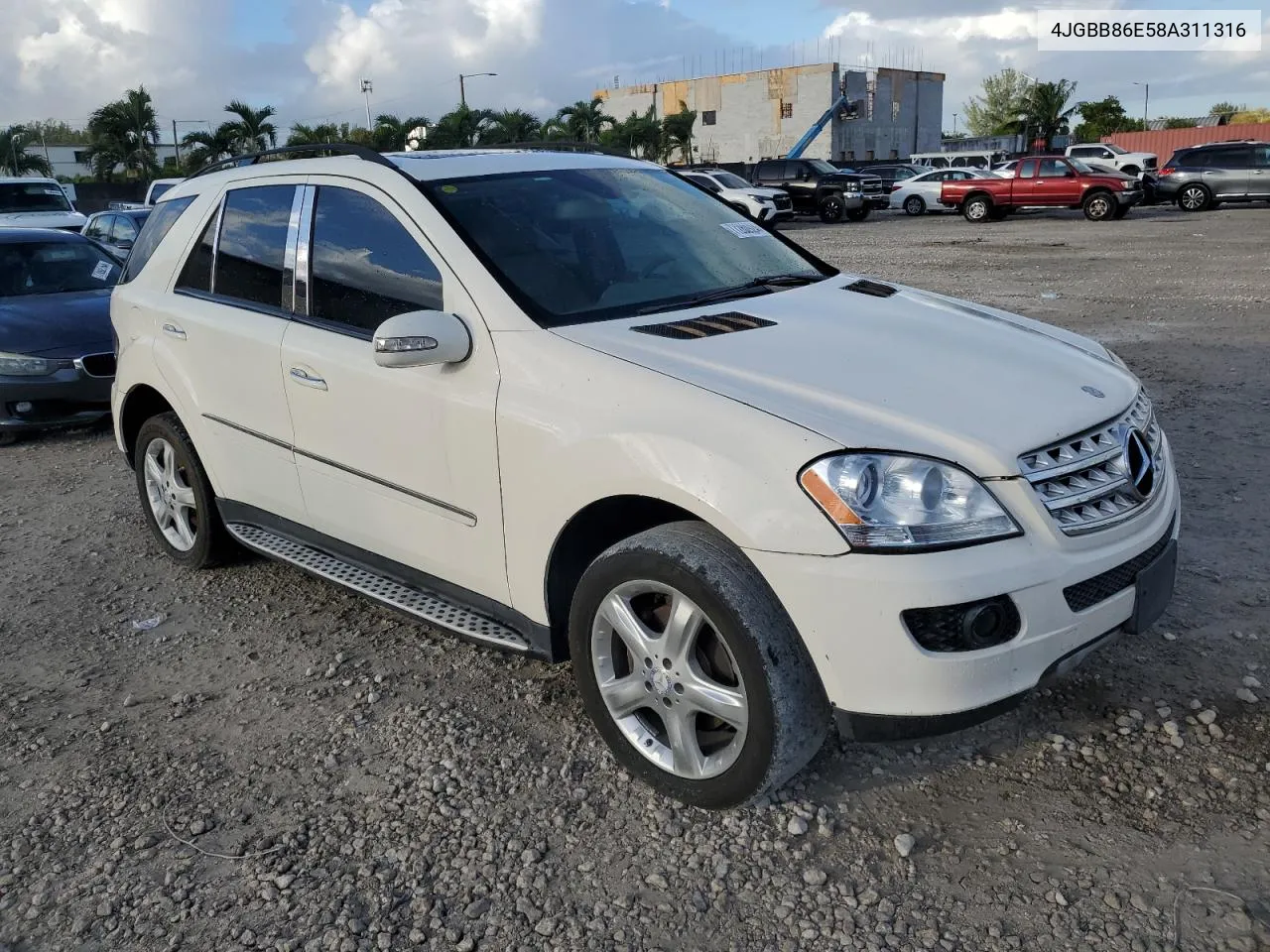 2008 Mercedes-Benz Ml 350 VIN: 4JGBB86E58A311316 Lot: 77280924