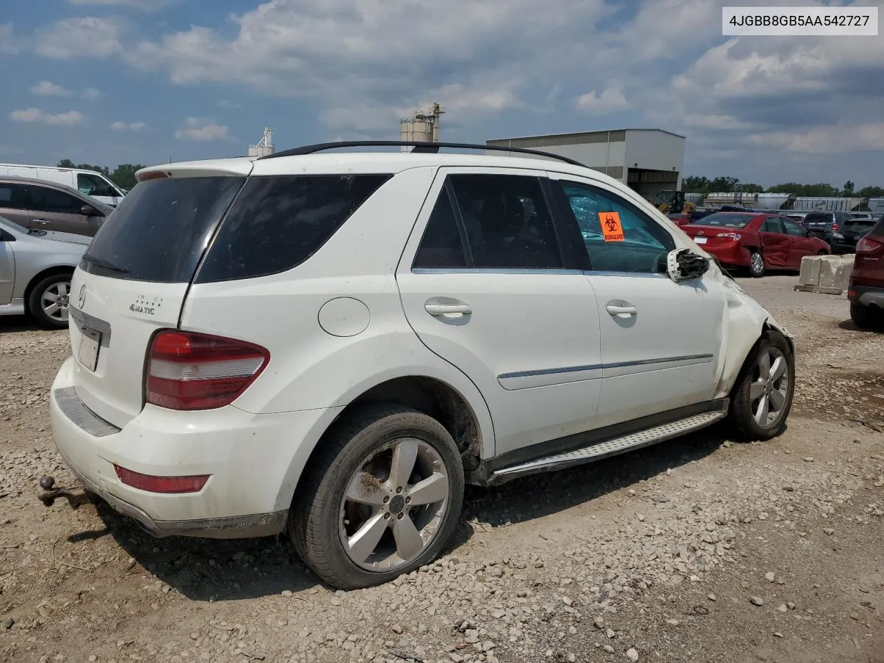 2010 Mercedes-Benz Ml 350 4Matic VIN: 4JGBB8GB5AA542727 Lot: 62055874