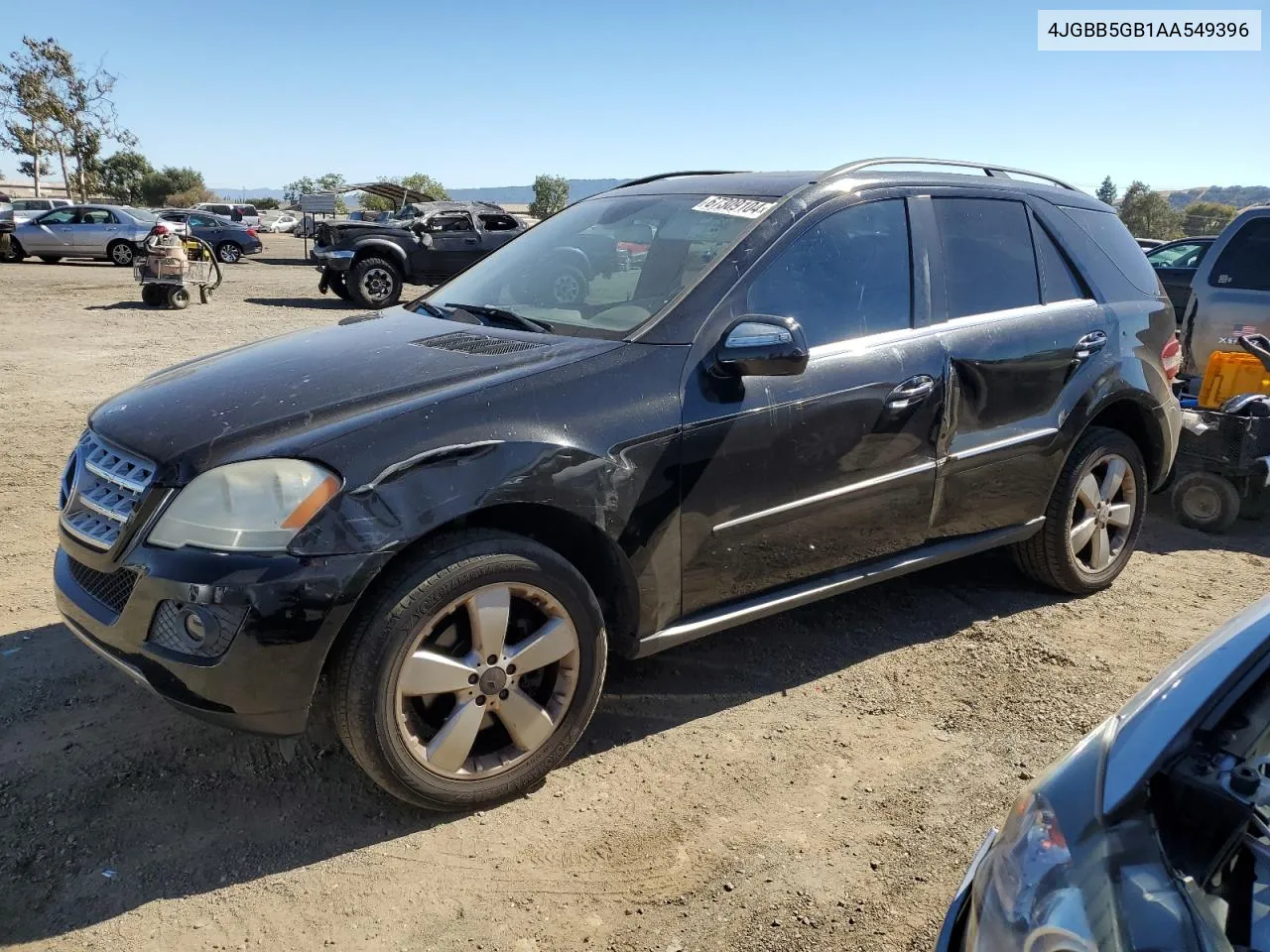 2010 Mercedes-Benz Ml 350 VIN: 4JGBB5GB1AA549396 Lot: 67309104