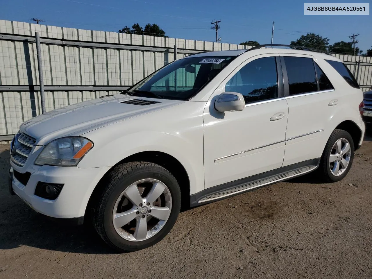 2010 Mercedes-Benz Ml 350 4Matic VIN: 4JGBB8GB4AA620561 Lot: 72454754