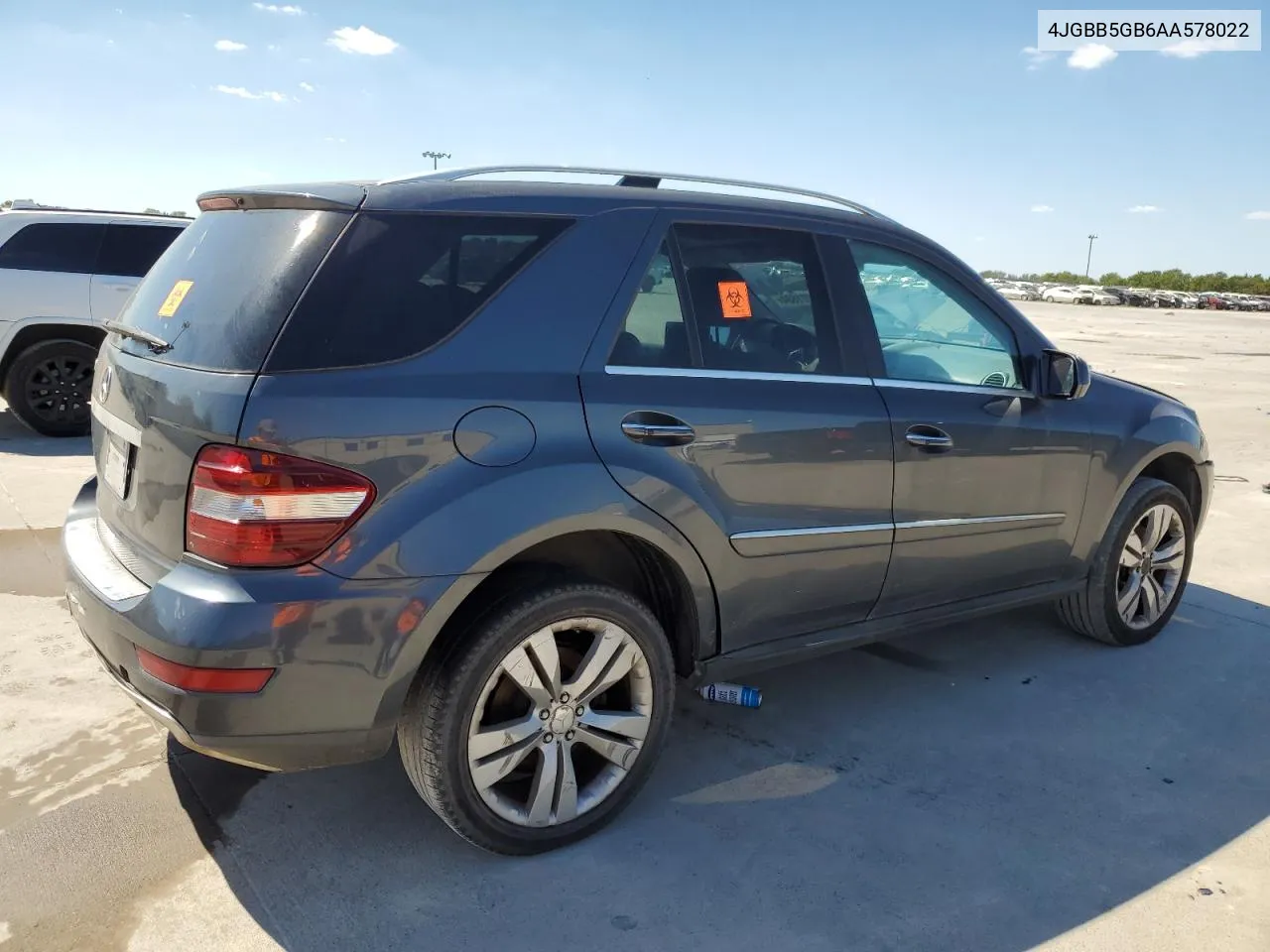 2010 Mercedes-Benz Ml 350 VIN: 4JGBB5GB6AA578022 Lot: 74021684